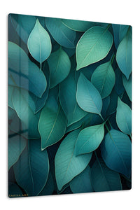 Teal Leaf Canopy premium metal wall art – front view