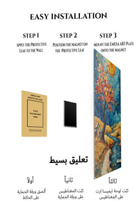 Magnetic mounting installation guide for Golden Rose Tree by the River metal wall art