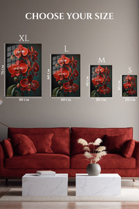 EMESA metal wall art size comparison guide for Crimson Orchid Cascade