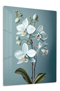 White Orchid Reverie premium metal wall art – front view