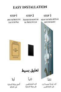 Magnetic mounting installation guide for White Orchid Reverie metal wall art