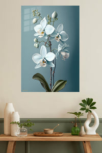 White Orchid Reverie metal wall art displayed in a modern interior