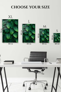 EMESA metal wall art size comparison guide for Rain-Kissed Emerald Leaves