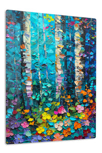 Vivid Birch Garden premium metal wall art – front view