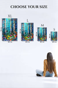 EMESA metal wall art size comparison guide for Vivid Birch Garden