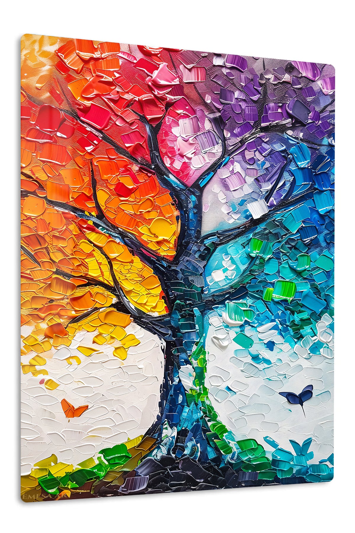 Prismatic Seasons Tree premium metal wall art – front view