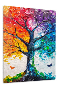 Prismatic Seasons Tree premium metal wall art – front view