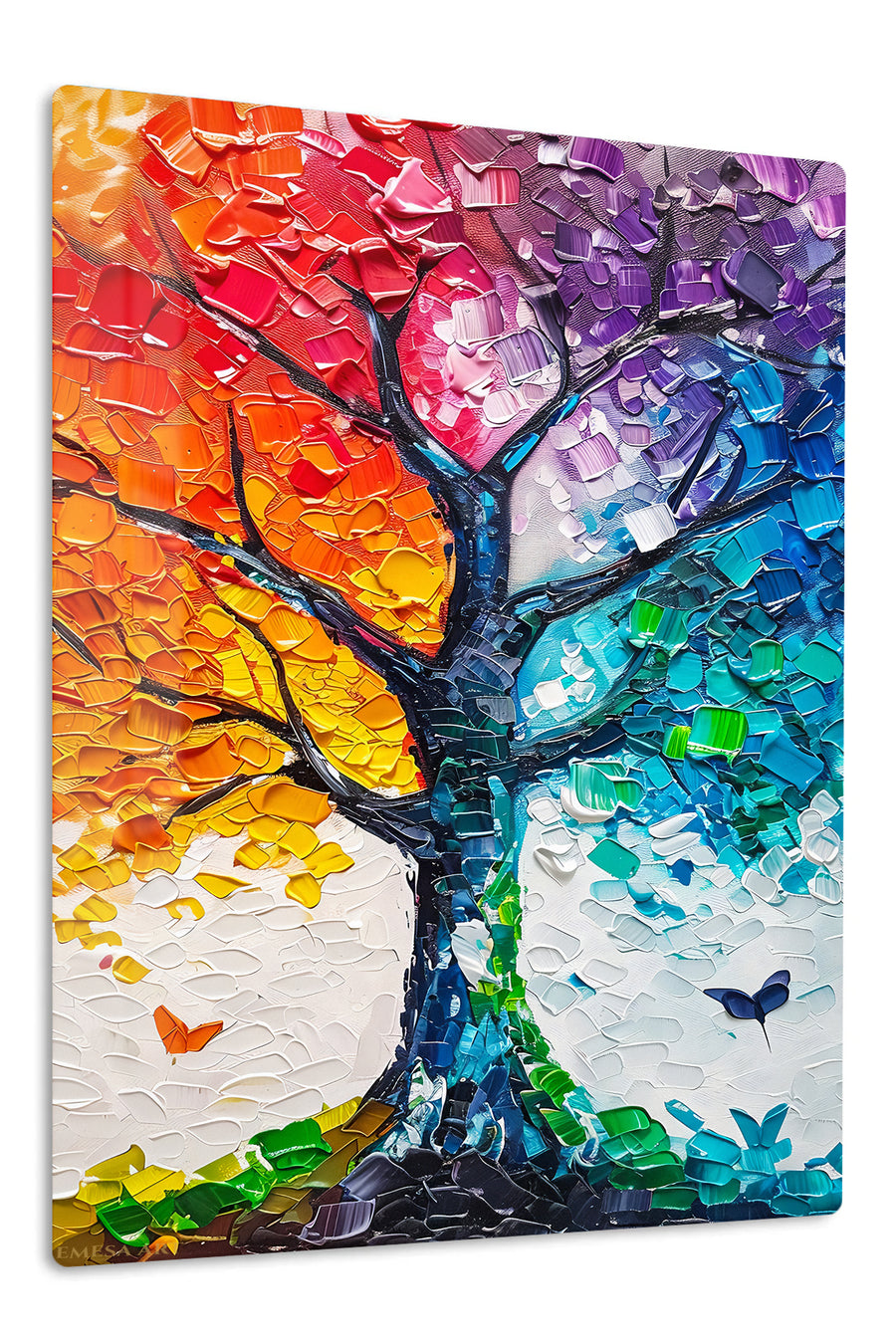 Prismatic Seasons Tree premium metal wall art – front view
