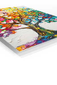 Blooming Color Tree premium metal wall art – angled view