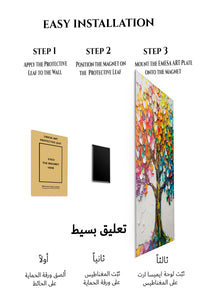 Magnetic mounting installation guide for Blooming Color Tree metal wall art