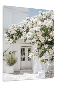 White Blossom Courtyard premium metal wall art – front view