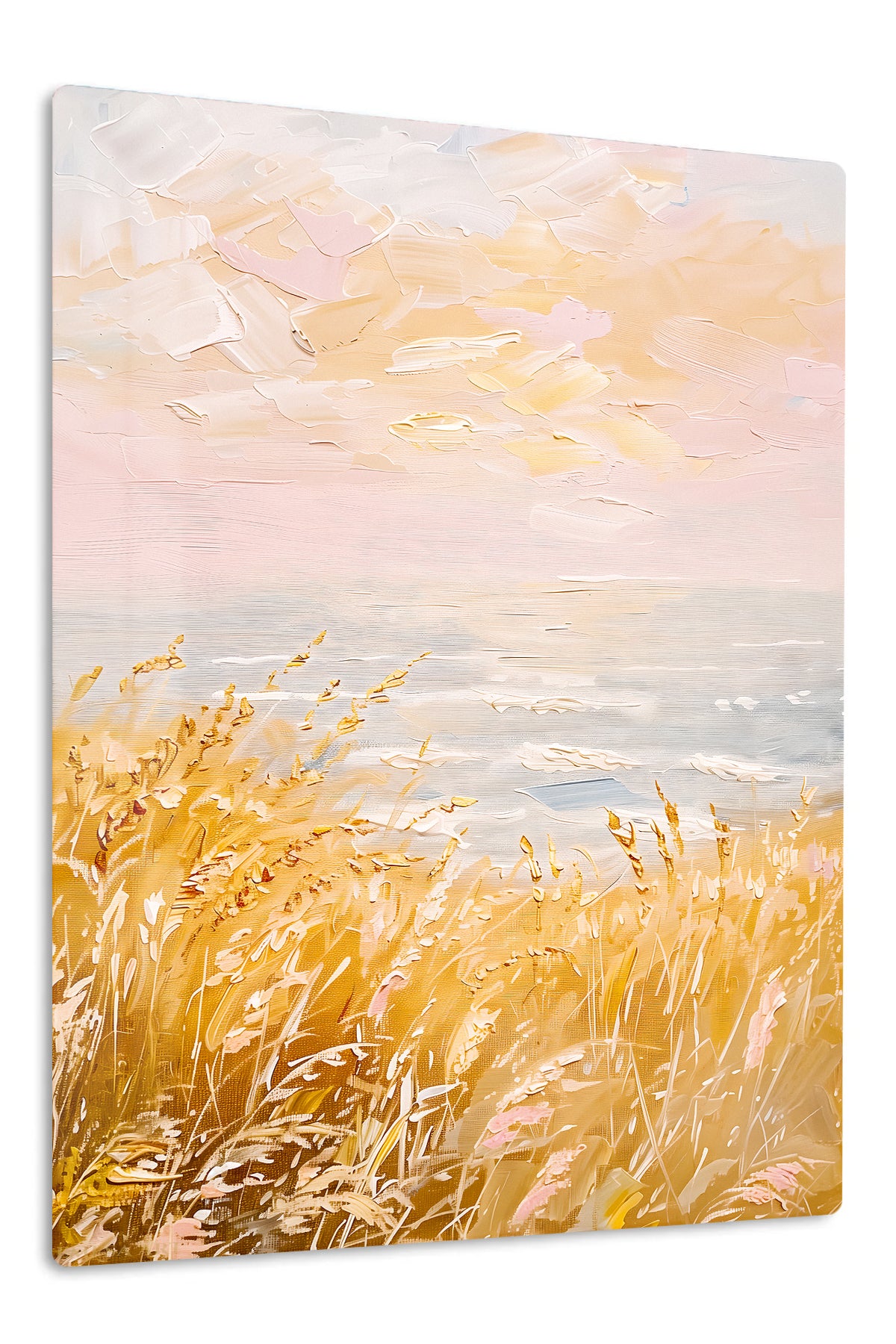 Golden Meadow Morning premium metal wall art – front view