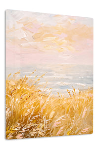 Golden Meadow Morning premium metal wall art – front view