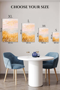 EMESA metal wall art size comparison guide for Golden Meadow Morning