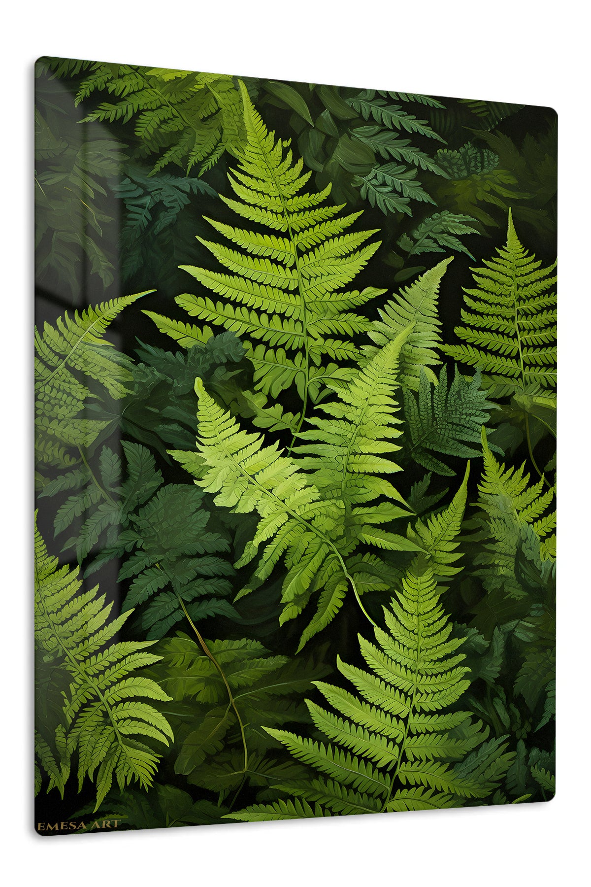 Lush Green Fern Canopy premium metal wall art – front view