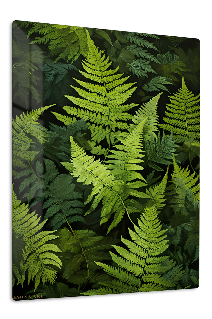 Lush Green Fern Canopy premium metal wall art – front view