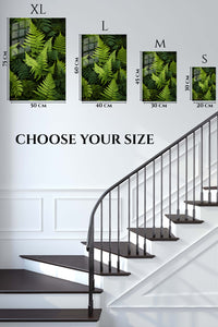 EMESA metal wall art size comparison guide for Lush Green Fern Canopy