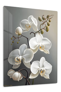 White Orchid Elegance premium metal wall art – front view