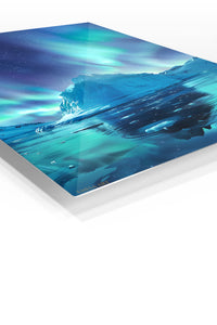 Aurora Iceberg Reflections premium metal wall art – angled view