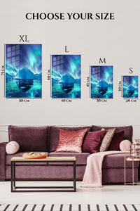 EMESA metal wall art size comparison guide for Aurora Iceberg Reflections