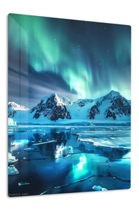 Aurora Over Frozen Peaks premium metal wall art – front view