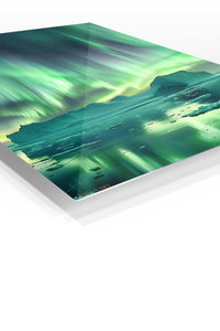 Emerald Aurora Over Iceberg premium metal wall art – angled view