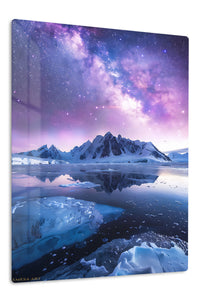 Violet Milky Way Over Frozen Peaks premium metal wall art – front view
