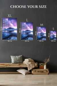 EMESA metal wall art size comparison guide for Violet Milky Way Over Frozen Peaks