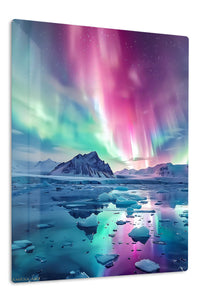 Aurora Over Frozen Peaks premium metal wall art – front view