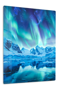 Aurora Over Frozen Peaks premium metal wall art – front view