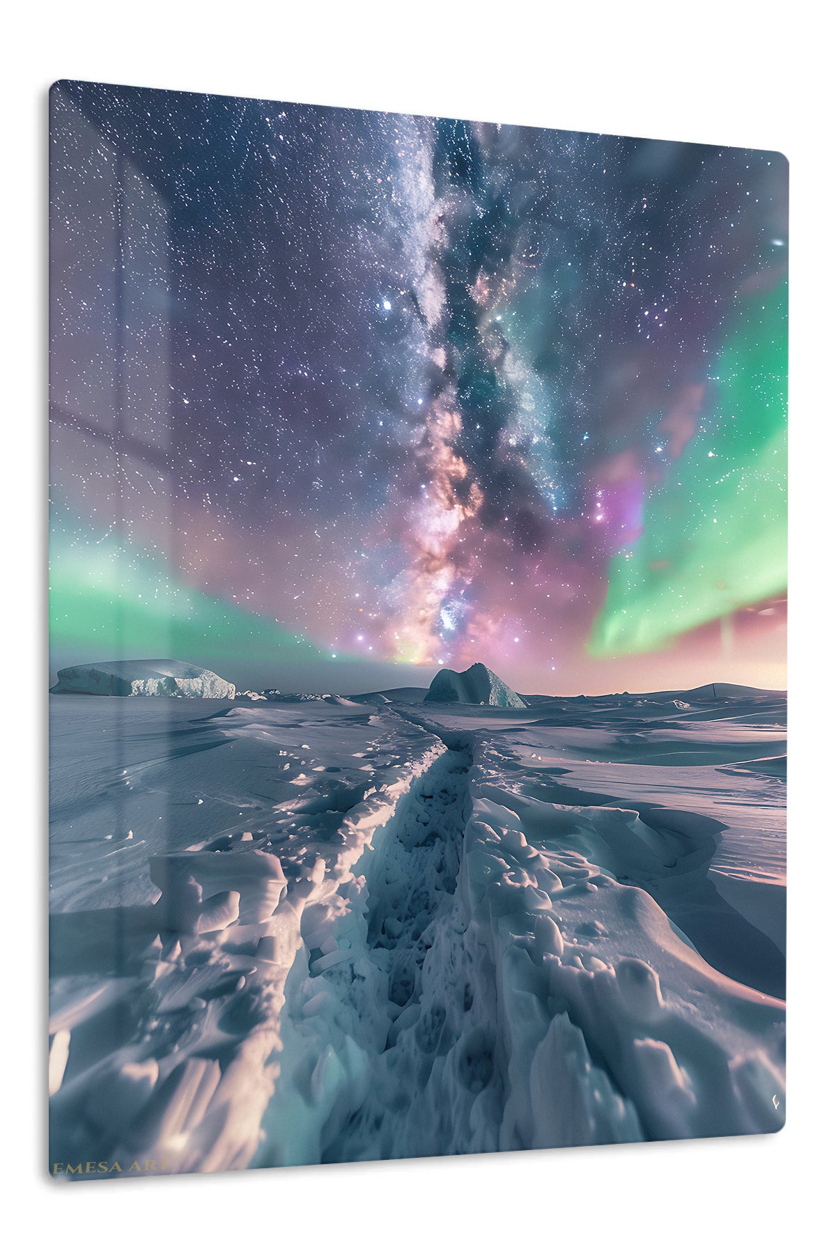 Aurora Over Frozen Ridge premium metal wall art – front view