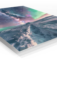 Aurora Over Frozen Ridge premium metal wall art – angled view