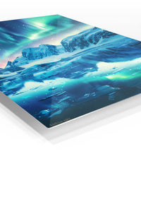 Aurora Over Frozen Peaks premium metal wall art – angled view