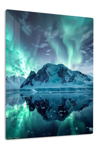 Aurora Over Frozen Peaks premium metal wall art – front view