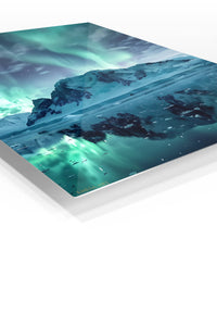 Aurora Over Frozen Peaks premium metal wall art – angled view