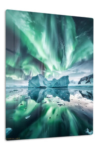 Aurora Over Frozen Lagoon premium metal wall art – front view