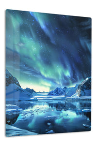 Aurora Over Frozen Mountain Lake premium metal wall art – front view