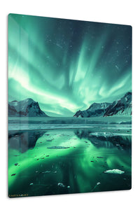 Aurora Over Frozen Peaks premium metal wall art – front view