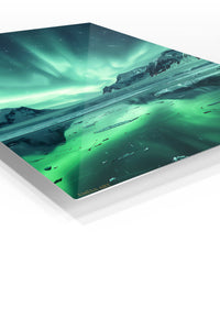 Aurora Over Frozen Peaks premium metal wall art – angled view