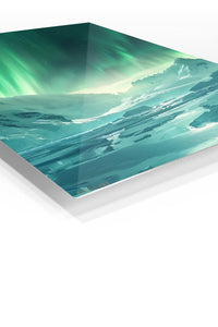 Emerald Aurora Over Frozen Peaks premium metal wall art – angled view