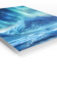 Aurora Over Frozen Peaks premium metal wall art – angled view