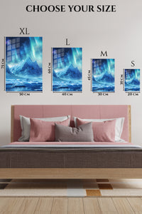 EMESA metal wall art size comparison guide for Aurora Over Frozen Peaks