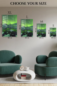EMESA metal wall art size comparison guide for Emerald Aurora Over Icebergs