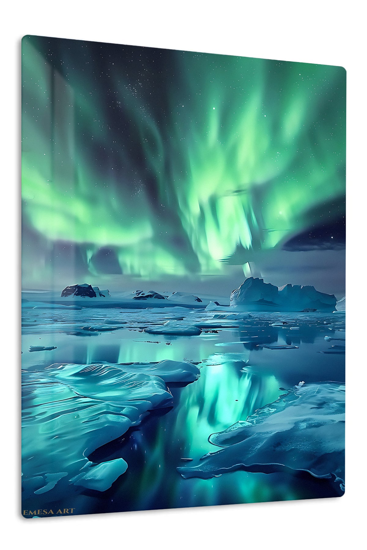 Aurora Over Frozen Shore premium metal wall art – front view