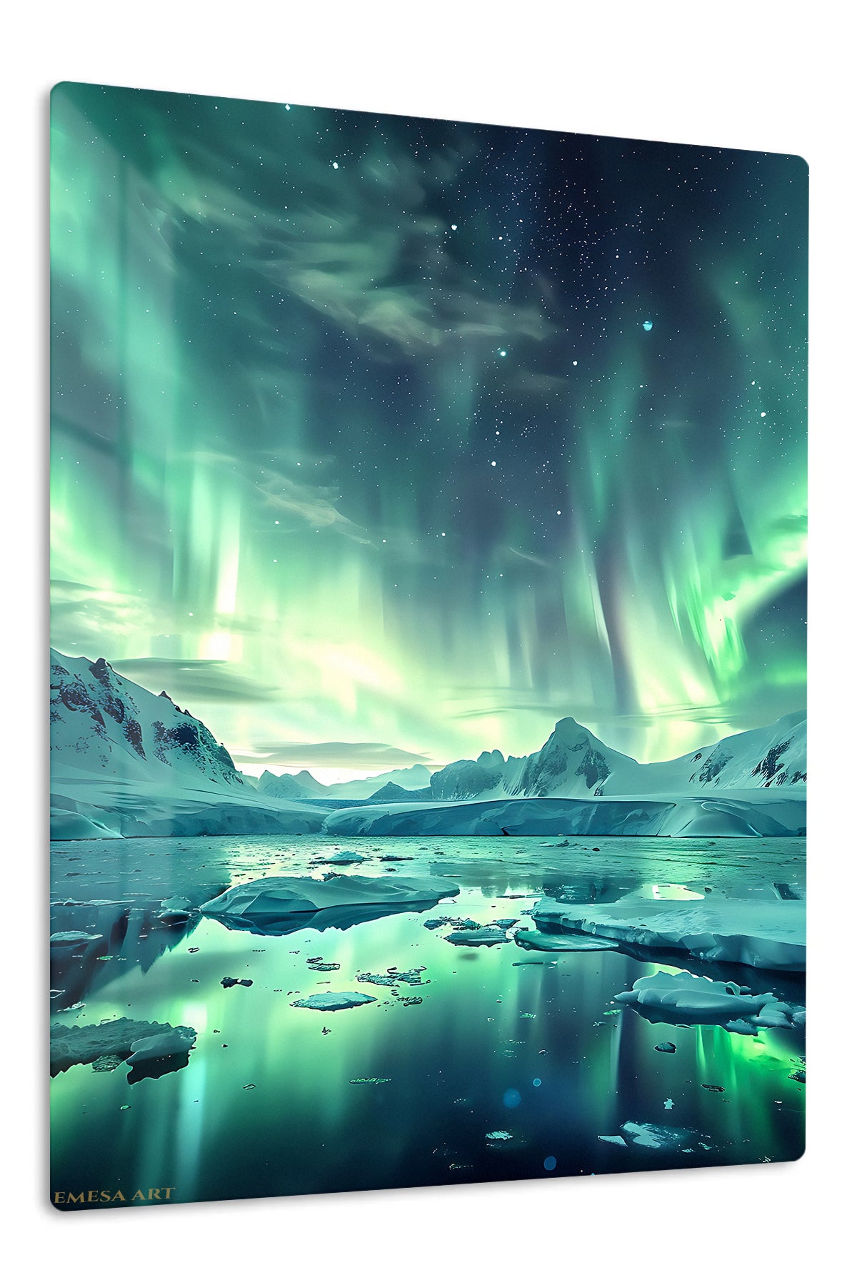 Aurora Over Frozen Lagoon premium metal wall art – front view