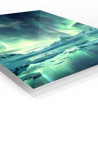 Aurora Over Frozen Lagoon premium metal wall art – angled view
