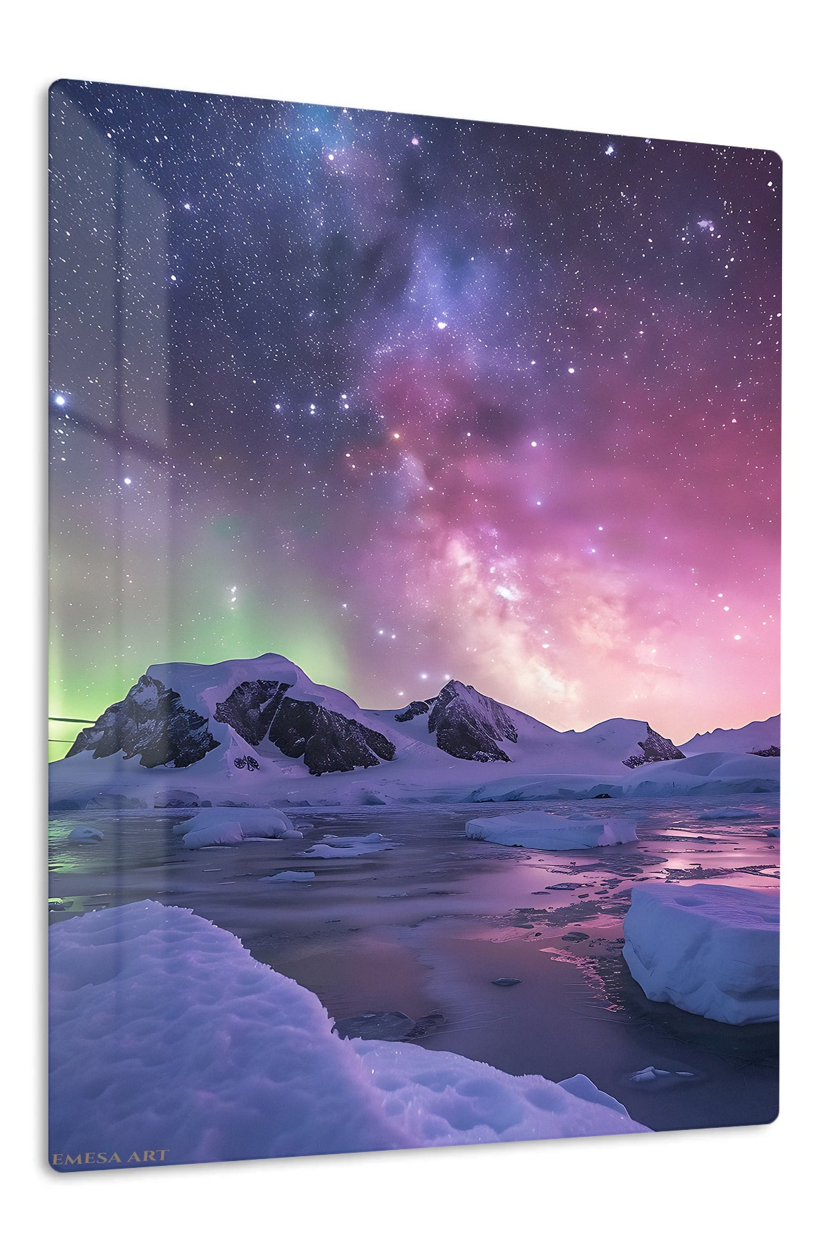 Aurora Over Frozen Peaks premium metal wall art – front view