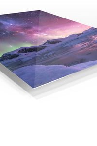 Aurora Over Frozen Peaks premium metal wall art – angled view
