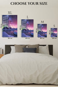 EMESA metal wall art size comparison guide for Aurora Over Frozen Peaks