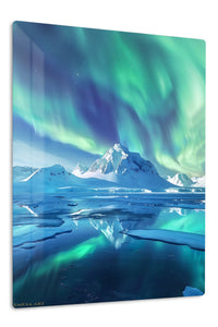Aurora Over Frozen Peaks premium metal wall art – front view